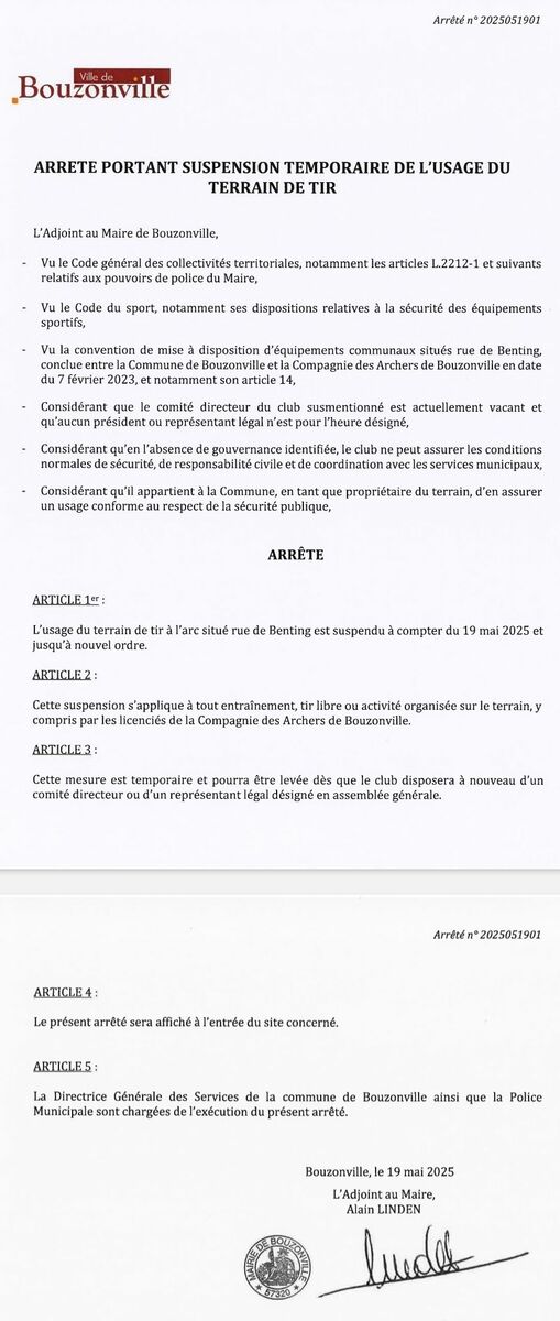 Suspension de la pratique à Bouzonville 